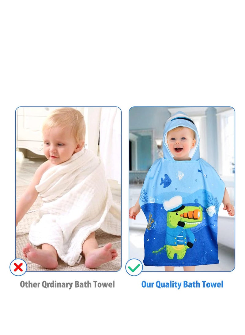 Tanyaz Beach Towels,Kids Poncho Hooded Towels, Children Hooded Swimming Towels Bathrobe Microfiber Ultra Soft Towel for Girls Boys Toddler 0-7 Years Old for Bath/Pool/Beach/Swim  - Image 2