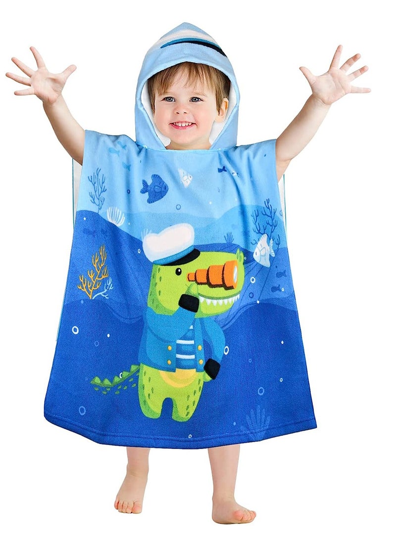Tanyaz Beach Towels,Kids Poncho Hooded Towels, Children Hooded Swimming Towels Bathrobe Microfiber Ultra Soft Towel for Girls Boys Toddler 0-7 Years Old for Bath/Pool/Beach/Swim  - Image 1