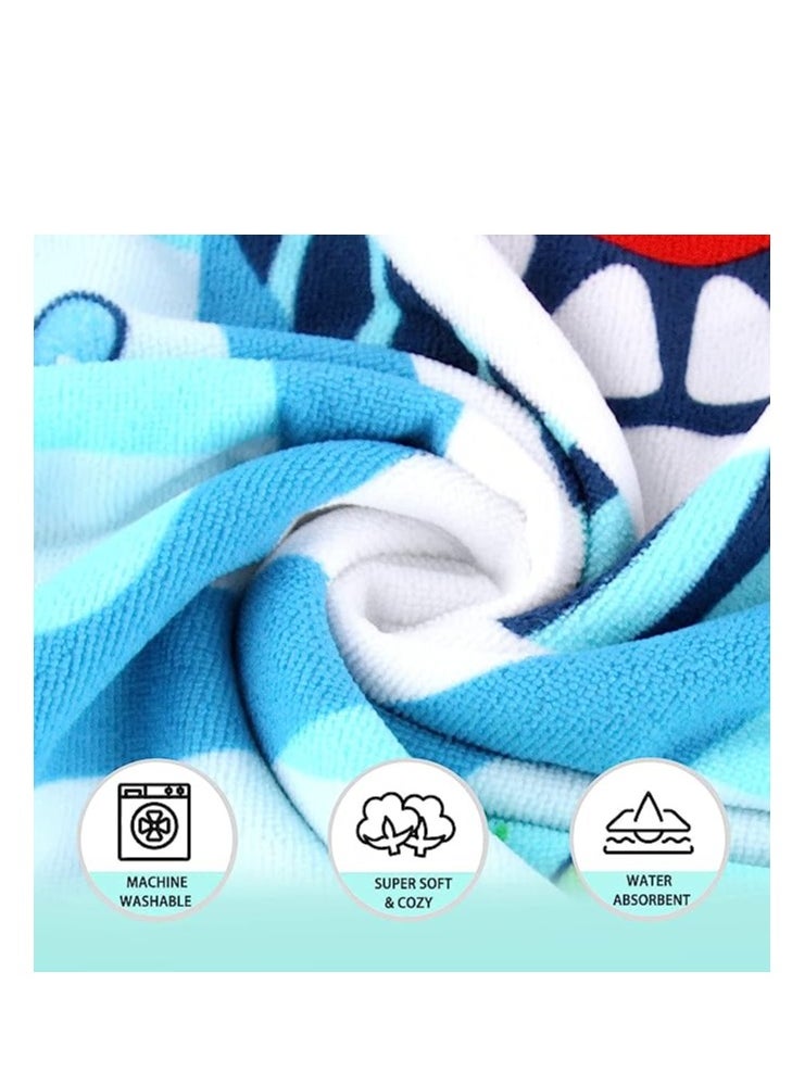 Tanyaz Beach Towels,Kids Poncho Hooded Towels, Children Hooded Swimming Towels Bathrobe Microfiber Ultra Soft Towel for Girls Boys Toddler 0-7 Years Old for Bath/Pool/Beach/Swim  - Image 3