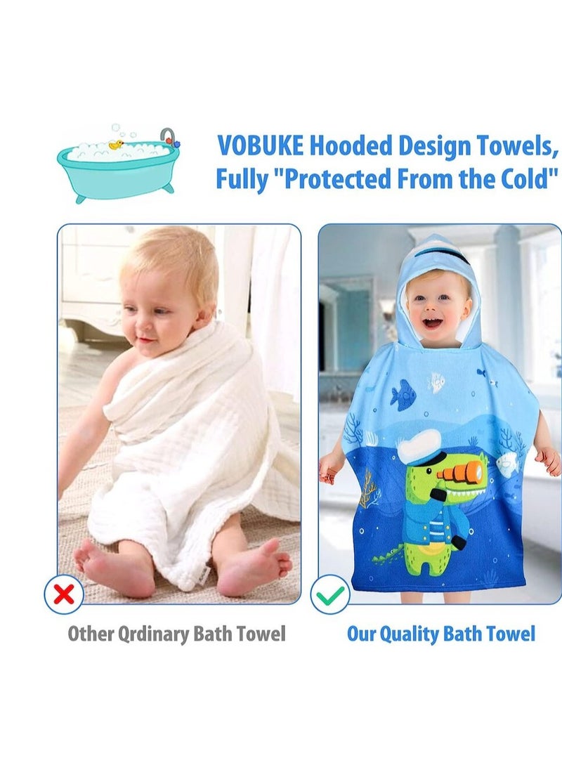 Tanyaz Beach Towels,Kids Poncho Hooded Towels, Children Hooded Swimming Towels Bathrobe Microfiber Ultra Soft Towel for Girls Boys Toddler 0-7 Years Old for Bath/Pool/Beach/Swim  - Image 5