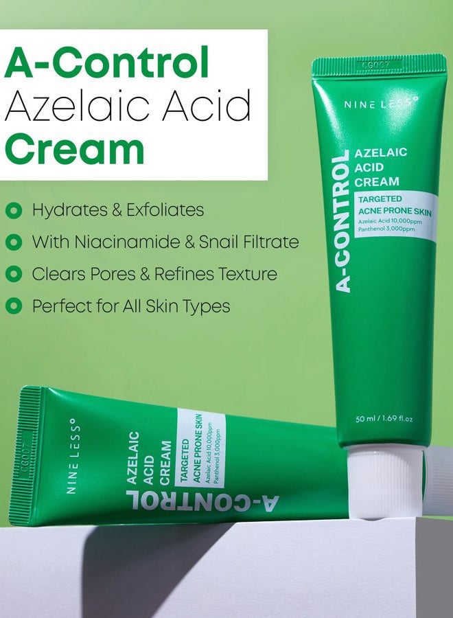 NINELESS A-Control Azelaic Acid Cream – Korean Blemish Clear Moisturizer for Face - Acne-Fighting & Hydrating for Clearer Skin - Blemish Relief, Soothing Recovery, 1.69oz. - Image 2