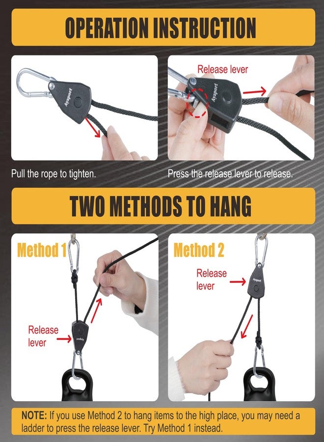 Ayaport Adjustable Rope Hanger Grow Light Hanger, 1/8 Heavy Duty Plant Pulley Rope Tightener Ratchet Tie Down for Kayak, Tarp, Tent Tie Downs, Hanging Plants, Filters, Fans - Image 5