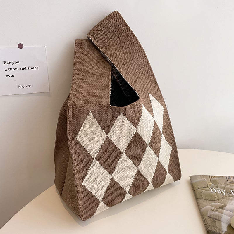 2024 Autumn New Panda Gift Bag Women'S Knitted Tote Bag Casual All-Match Japanese And Korean Hand Bag Daily All-Match - Image 1
