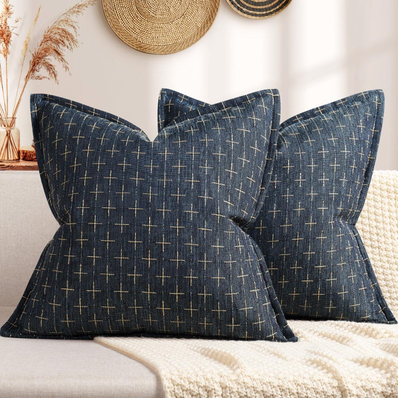 ZWJD Pillow Covers 20x20 Set of 2 Soft Polyester Textured Pillow Covers with Stylish Flange Edge Cozy Farmhouse Throw Pillows for Couch Bed Sofa Living Room - Image 2