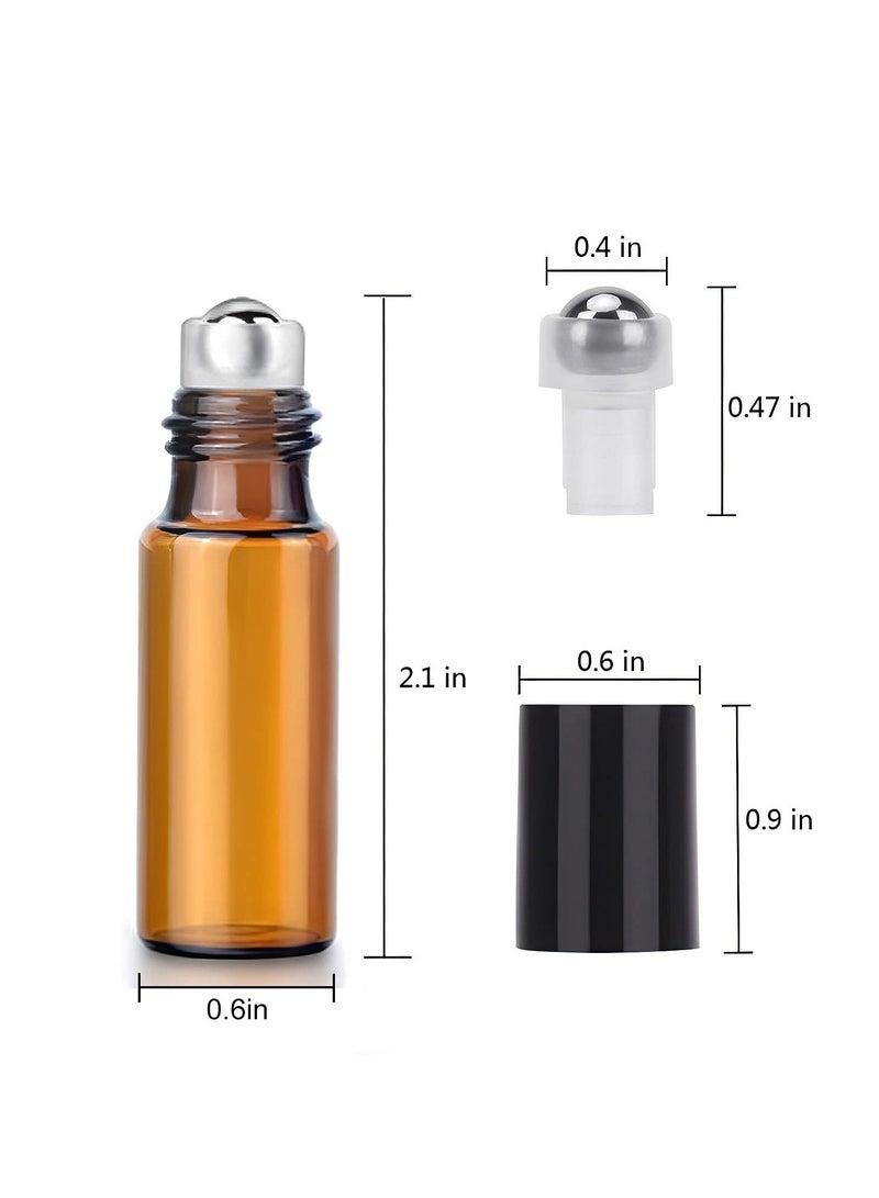 Easytle Essential Oil Roller Bottles, 24 Pack Amber Glass Roller Bottles 5ml, Roller Balls for Essential Oils, Roll on Bottles (96 Pieces Labels, 4 Funnels, 4 Dropper, 2 Opener)  - Image 4