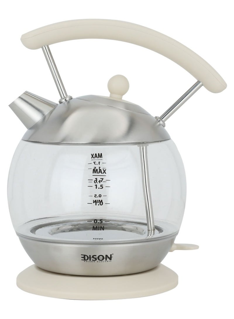 EDISON Beige Glass Kettle 1.7 Liter 2200W - Image 1