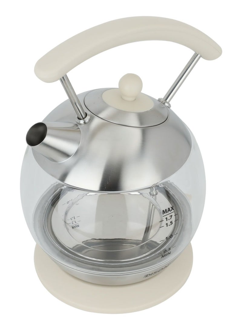 EDISON Beige Glass Kettle 1.7 Liter 2200W - Image 2