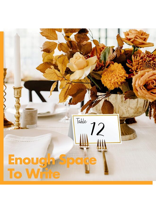 ٥٠ بطاقة طاولة، بطاقات أماكن صغيرة بحواف ذهبية، بطاقات جلوس أنيقة، بطاقات أسماء فارغة، بطاقات مرافقة لحفلات الزفاف، الطاولات، حفلات العشاء، حفلات الاستقبال، مقاس كل منها ٢٫٥ × ٣٫٧٥ بوصة - Image 3