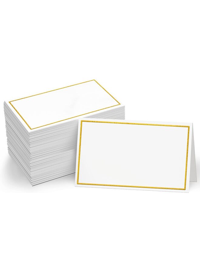 ٥٠ بطاقة طاولة، بطاقات أماكن صغيرة بحواف ذهبية، بطاقات جلوس أنيقة، بطاقات أسماء فارغة، بطاقات مرافقة لحفلات الزفاف، الطاولات، حفلات العشاء، حفلات الاستقبال، مقاس كل منها ٢٫٥ × ٣٫٧٥ بوصة - Image 1