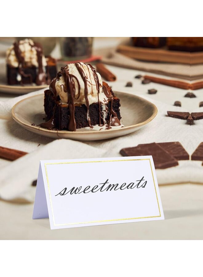 ٥٠ بطاقة طاولة، بطاقات أماكن صغيرة بحواف ذهبية، بطاقات جلوس أنيقة، بطاقات أسماء فارغة، بطاقات مرافقة لحفلات الزفاف، الطاولات، حفلات العشاء، حفلات الاستقبال، مقاس كل منها ٢٫٥ × ٣٫٧٥ بوصة - Image 4