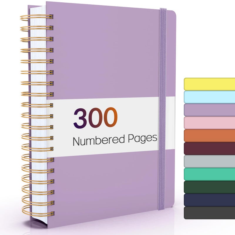 Forvencer Lined Spiral Journal Notebook with 300 Numbered Pages, B5 College Ruled Thick Journals for Writing with 100GSM Paper, Hardcover Notebooks with Contents for Work, School, Women, Men, Purple - Image 1