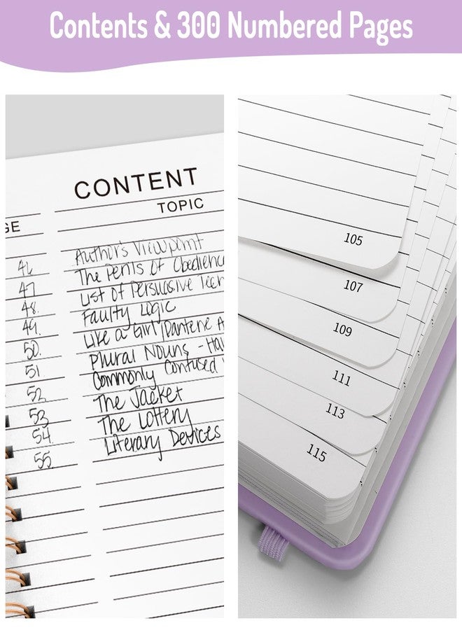 Forvencer Lined Spiral Journal Notebook with 300 Numbered Pages, B5 College Ruled Thick Journals for Writing with 100GSM Paper, Hardcover Notebooks with Contents for Work, School, Women, Men, Purple - Image 2