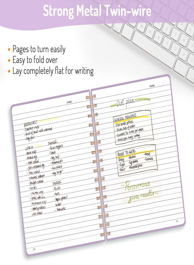 Forvencer Lined Spiral Journal Notebook with 300 Numbered Pages, B5 College Ruled Thick Journals for Writing with 100GSM Paper, Hardcover Notebooks with Contents for Work, School, Women, Men, Purple - Image 3