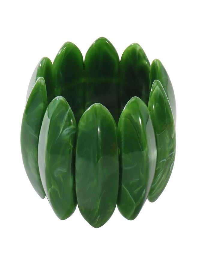 Bocar Chunky Resin Stretch Bracelets Wide Stretchable Bangle Irregular Geometric Wristband for Women Prom Holiday Jewelry Gift (SL-1009-Green) - Image 1