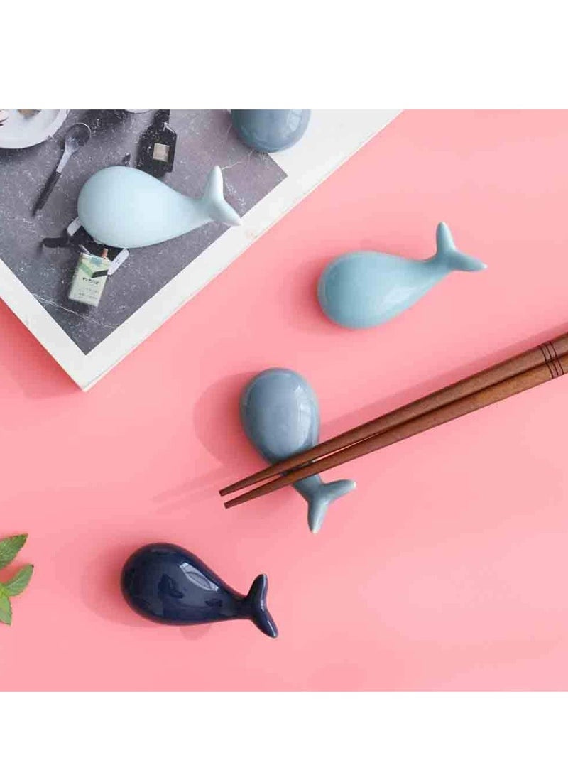 Loquat 4 Pcs Blue Whale Ceramic Chopstick Holders, Animal-Shaped Table Decor - Image 3