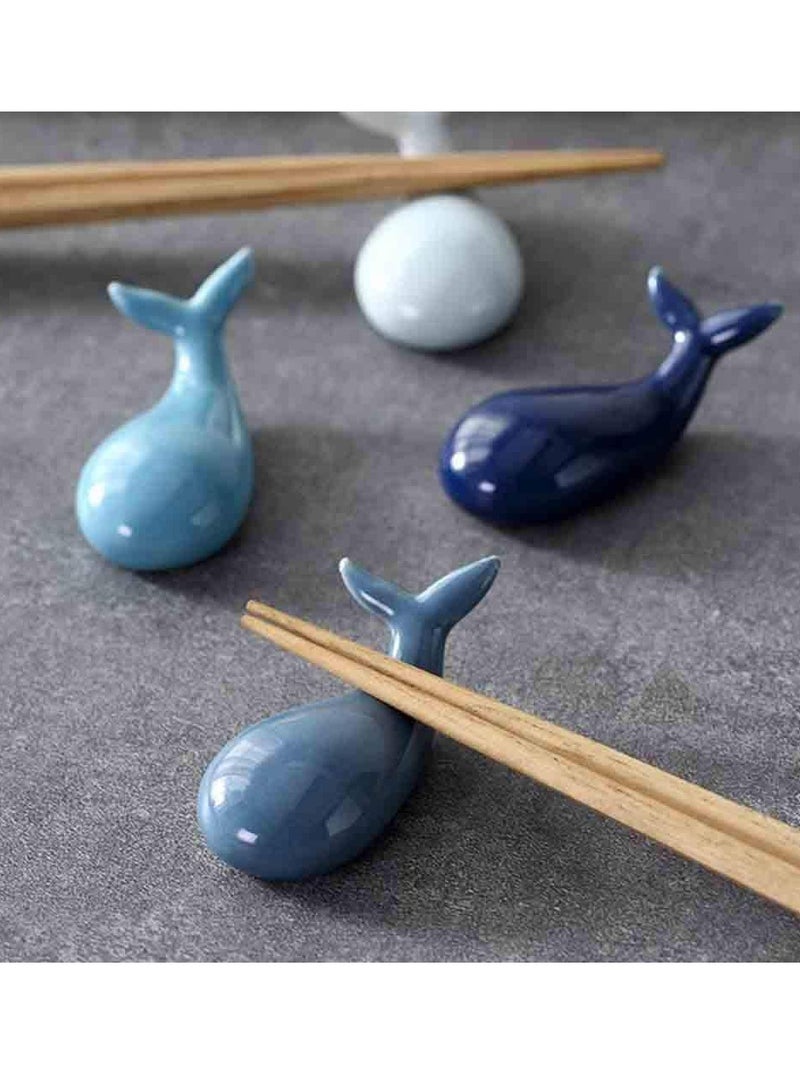 Loquat 4 Pcs Blue Whale Ceramic Chopstick Holders, Animal-Shaped Table Decor - Image 4