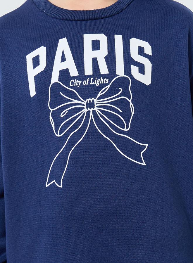 Styli Girls Navy Blue Paris Graphic Sweatshirt - Image 3