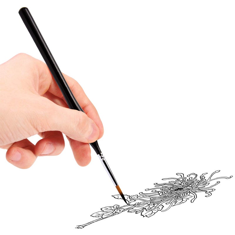 AIEX 9 Pieces Fine Detail Paint Brush Miniature Mini Paints Brush Set for Acrylic, Watercolor, Oil, Face, Nail, Scale Model Painting, Line Drawing(Black) - Image 5