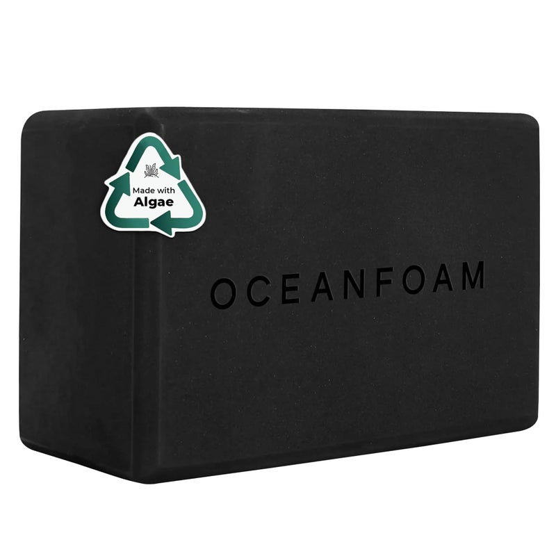 Oceanfoam Workout Block - High-Density Foam Exercise Block, Lightweight, Non-Slip for Stability & Support in Pilates, Yoga, Stretching & More - Algae-based EVA Foam, 9"x6"x4" (Black) - Image 1