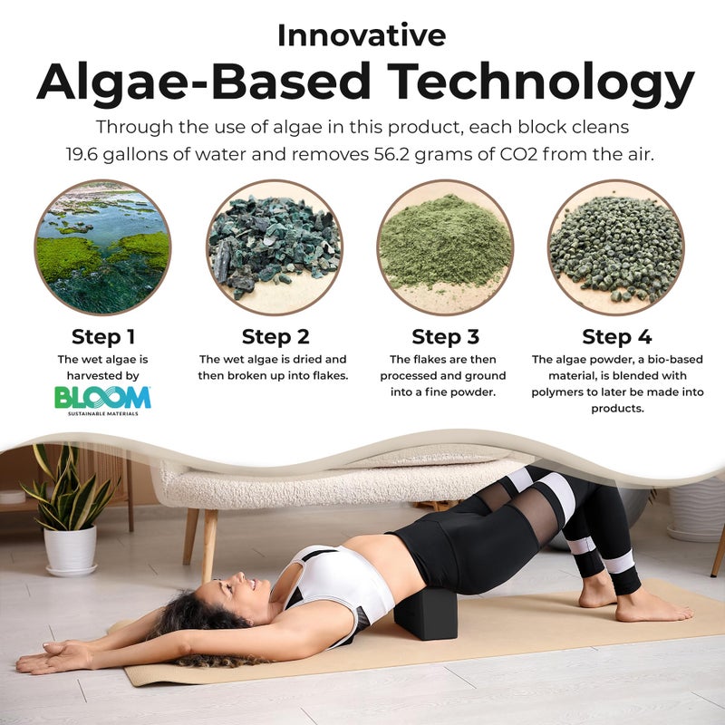 Oceanfoam Workout Block - High-Density Foam Exercise Block, Lightweight, Non-Slip for Stability & Support in Pilates, Yoga, Stretching & More - Algae-based EVA Foam, 9"x6"x4" (Black) - Image 4