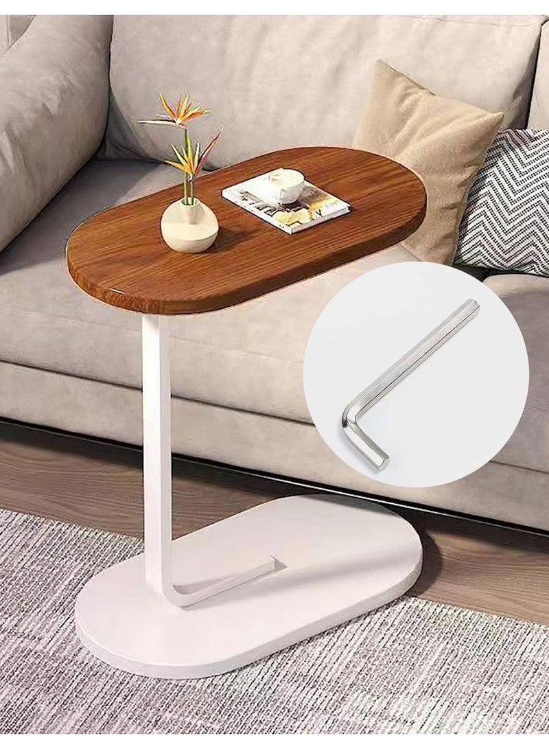 DubaiGallery طاولة جانبية صغيرة طاولة سرير جانبية رفيعة طاولة نهاية، توفير المساحة ارتفاع 27.6 بوصة (70 سم) طاولة قهوة على شكل C، طاولة وجبات خفيفة بجانب الأريكة للأثاث القابل للإمالة - Image 1