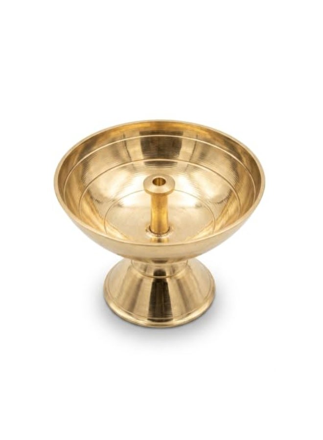 GINI Pooja Items Brass Akhand Diya (80g) – Pure Brass Oil Lamp for Puja, Temple, Home Mandir, Diwali, Religious Ceremonies & Daily Worship - Image 1