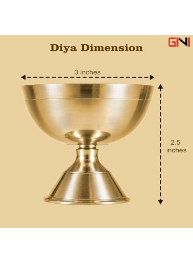 GINI Pooja Items Brass Akhand Diya (80g) – Pure Brass Oil Lamp for Puja, Temple, Home Mandir, Diwali, Religious Ceremonies & Daily Worship - Image 3