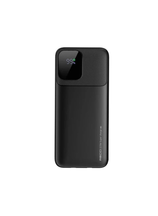 Recci RPB-P67 10000mAh Power Bank with 22.5W SuperCharge / 20W PD, Built-in Lightning and Type-C Cables, Digital Display - Black - Image 2