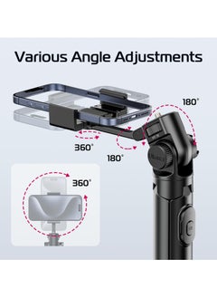 Ulanzi ULANZI MT-70 Extendable Phone Tripod, 63" Selfie Stick Phone Vlog Tripod Stand with 2 Phone Clip, 360° Rotate Dual Camera Tripod for iPhone Sony Canon Action Camera, Lightweight for Travel  - Image 3