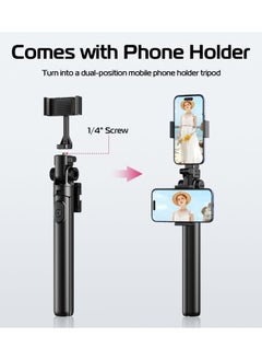 Ulanzi ULANZI MT-70 Extendable Phone Tripod, 63" Selfie Stick Phone Vlog Tripod Stand with 2 Phone Clip, 360° Rotate Dual Camera Tripod for iPhone Sony Canon Action Camera, Lightweight for Travel  - Image 2