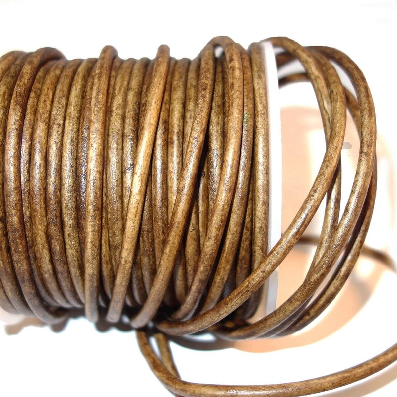 cords craft 3mm Round Leather Cord for Jewelry Making, DIY Craft, Pendant, Necklace, Round Leather Cord, 20 Meter Handicraft Leather Cord, 3mm Genuine Leather Cord, Saddle - Image 1