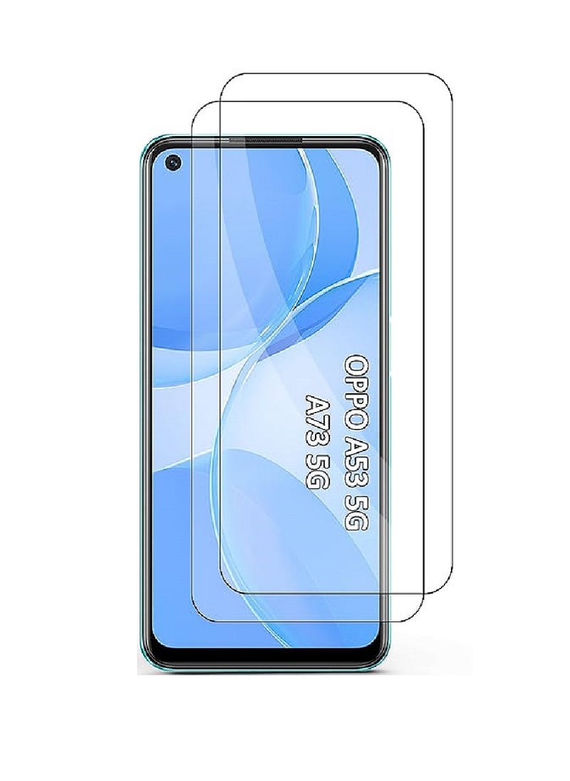 Super 2 Pieces  Tempered Glass Screen Protector Clear Designed For Oppo A53 5G Full Screen Coverage And Bubble Free - Image 1