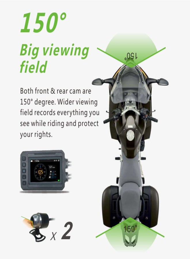 Motorcycle WiFI Ultra HD Dash Cam, Electric Vehicles 1080p Waterproof Dual Lens Video Recorder, Front and Rear Dual Camera Recorder, 3'' IPS Screen 360 Degree Angle Night Vision 256G Memory Support - Image 5