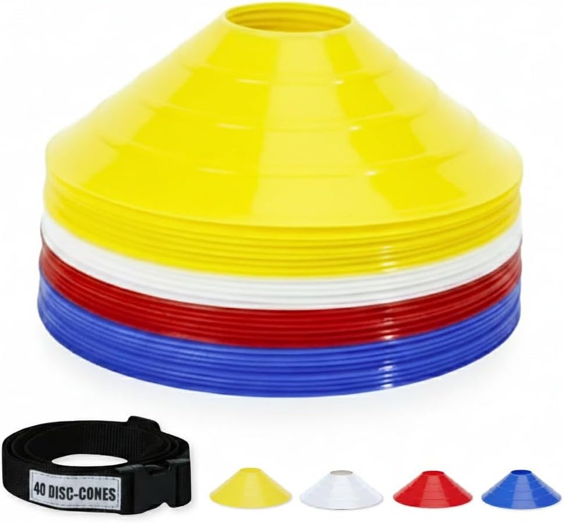 GSI Sports Training Cones for Agility Drills – Soccer & Basketball Multi-Sport Field Markers, Durable Flexible Cones in Multiple Shapes & Packs (20–80 Pack) - Image 1