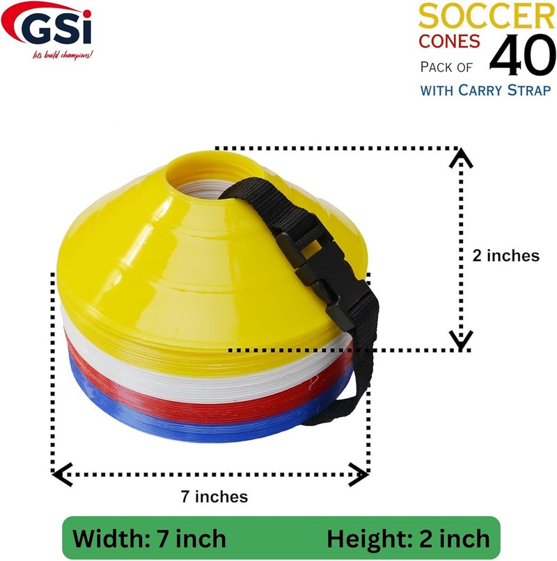 GSI Sports Training Cones for Agility Drills – Soccer & Basketball Multi-Sport Field Markers, Durable Flexible Cones in Multiple Shapes & Packs (20–80 Pack) - Image 5