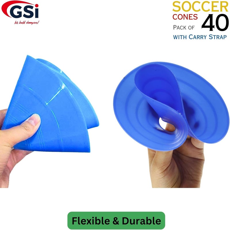 GSI Sports Training Cones for Agility Drills – Soccer & Basketball Multi-Sport Field Markers, Durable Flexible Cones in Multiple Shapes & Packs (20–80 Pack) - Image 4