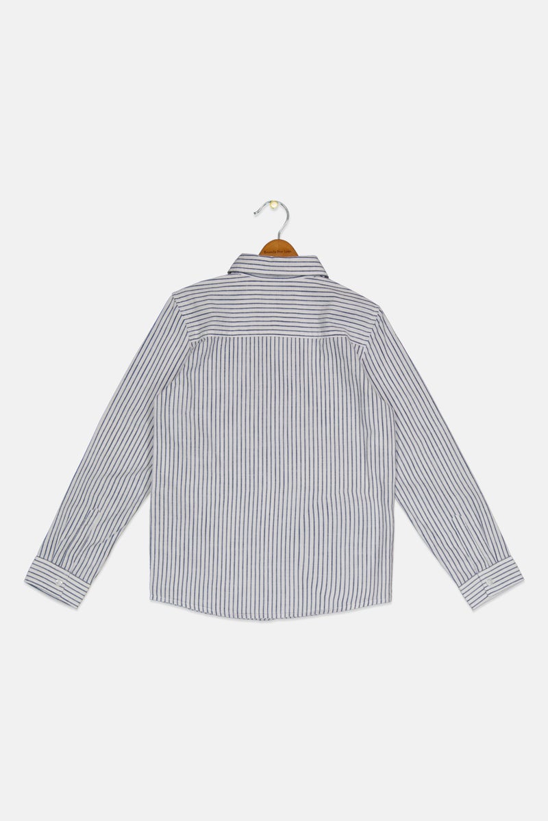 Ocean Pacific قميص كاجوال طويل الأكمام مخطط للأولاد، أبيض - Image 2