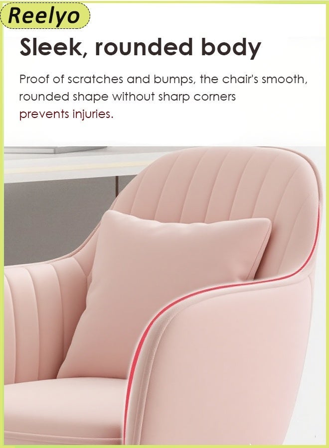 Reelyo Dining Chairs Velvet Makeup Chairs Modern Artificial Leather Arm Chair With Black Metal Legs, Living Room Accent Chairs Anti-Slip Quiet Non-Damaging Silicone Mats For Kitchen Home Office, Modern Dining, Living Room Bedroom Girls Vanity Makeup Room Home Office Desk Butterfly Chair With Mid-Back Upholstered Modern Tufted Computer Task Chair Accent Chair (Pink） - Image 4