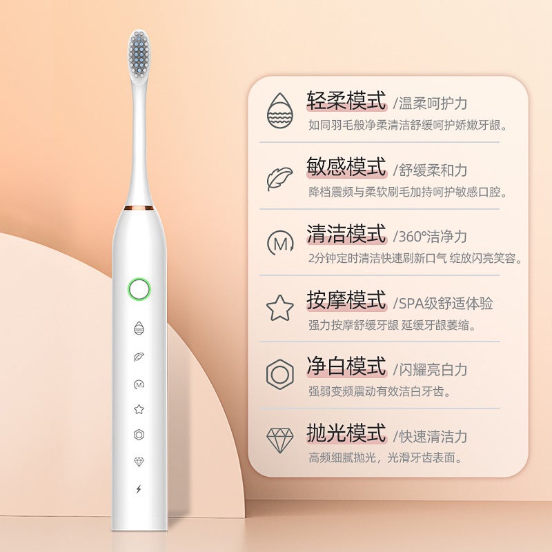 Electric Toothbrush Charging Adult Soft Hair Automatic Sound Wave Charging Smart Tooth Cleaning Artifact For Lovers - Image 3