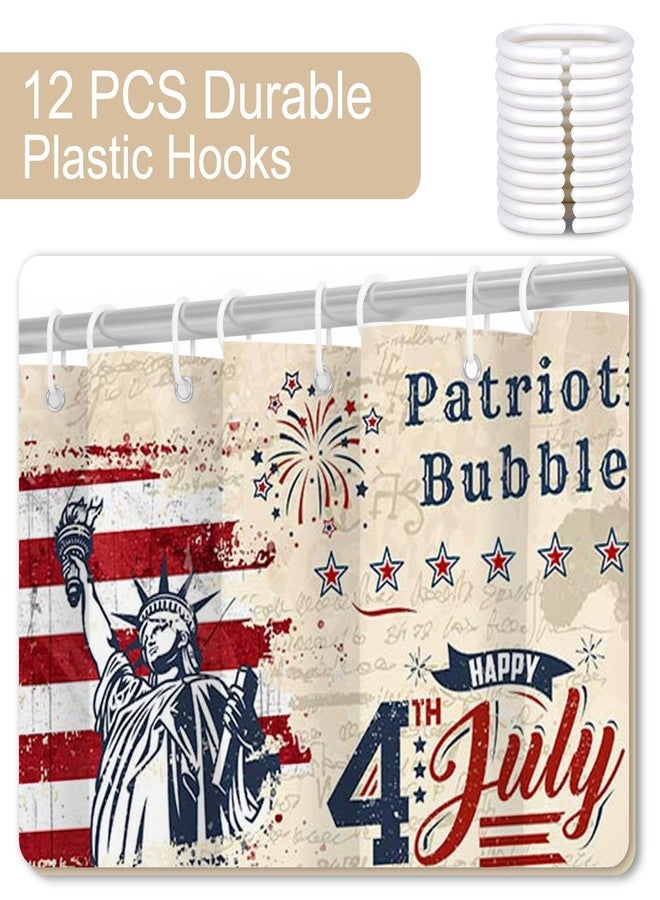 Mocsicka 4th of July Shower Curtain Retro Independence Day Freedom Bathroom Shower Curtain 4th of July Patriotic Star Waterproof Fabric Shower Curtains Bathtub Decor with 12 Hooks 72 X 72 Inch - Image 5