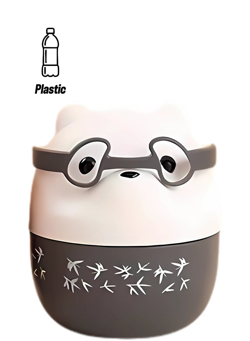 تويسو صندوق غداء مزدوج الطبقات من Twisoo Cute Bear - 450 مل، خالٍ من مادة BPA، مانع للتسرب، قابل للحمل، من مادة البولي بروبيلين الملائمة للطعام مع قفل وملعقة - مقصورتان، سهل الحمل، مثالي للأطفال والكبار (رمادي) - Image 1