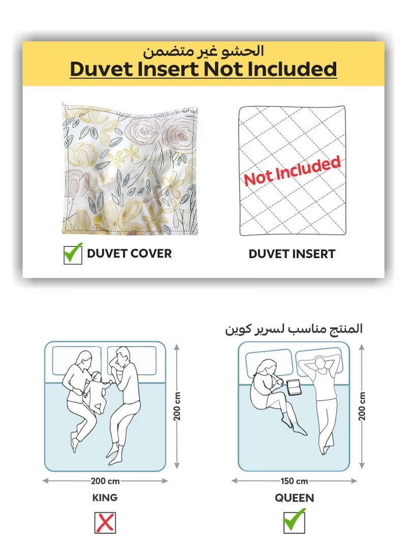 Donetella Digital Print Duvet cover Set,Queen Size 200x230 cm - 4-Pcs Bed Set, ,Emirate Collection, Microfiber - 1 Duvet Cover, 1 Fitted Sheet, 1 Pillow Shams, 1 Pillowcases (Filler Not Include)