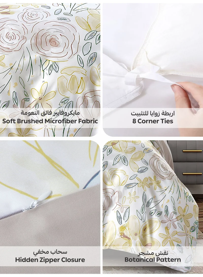 Donetella Digital Print Duvet cover Set,Queen Size 200x230 cm - 4-Pcs Bed Set, ,Emirate Collection, Microfiber - 1 Duvet Cover, 1 Fitted Sheet, 1 Pillow Shams, 1 Pillowcases (Filler Not Include)