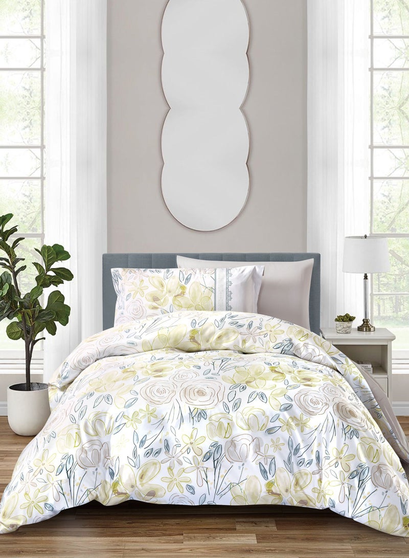 Donetella Digital Print Duvet cover Set,Queen Size 200x230 cm - 4-Pcs Bed Set, ,Emirate Collection, Microfiber - 1 Duvet Cover, 1 Fitted Sheet, 1 Pillow Shams, 1 Pillowcases (Filler Not Include) - Image 1