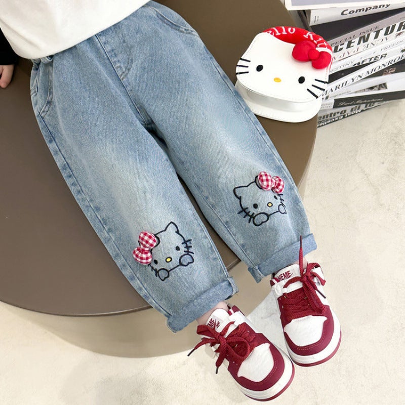 Girls' Wide-Leg Pants 2025 New Korean Style Fashionable Children'S Loose Stylish Baby Denim Straight Pants - Image 5