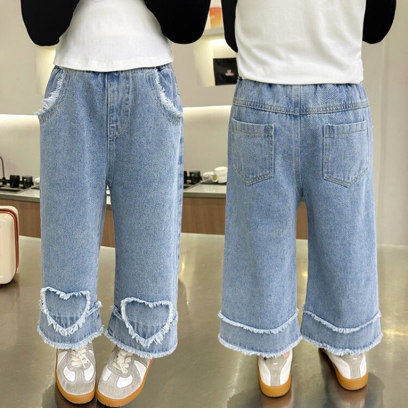 Girls' Wide-Leg Pants 2025 New Korean Style Fashionable Children'S Loose Stylish Baby Denim Straight Pants - Image 4