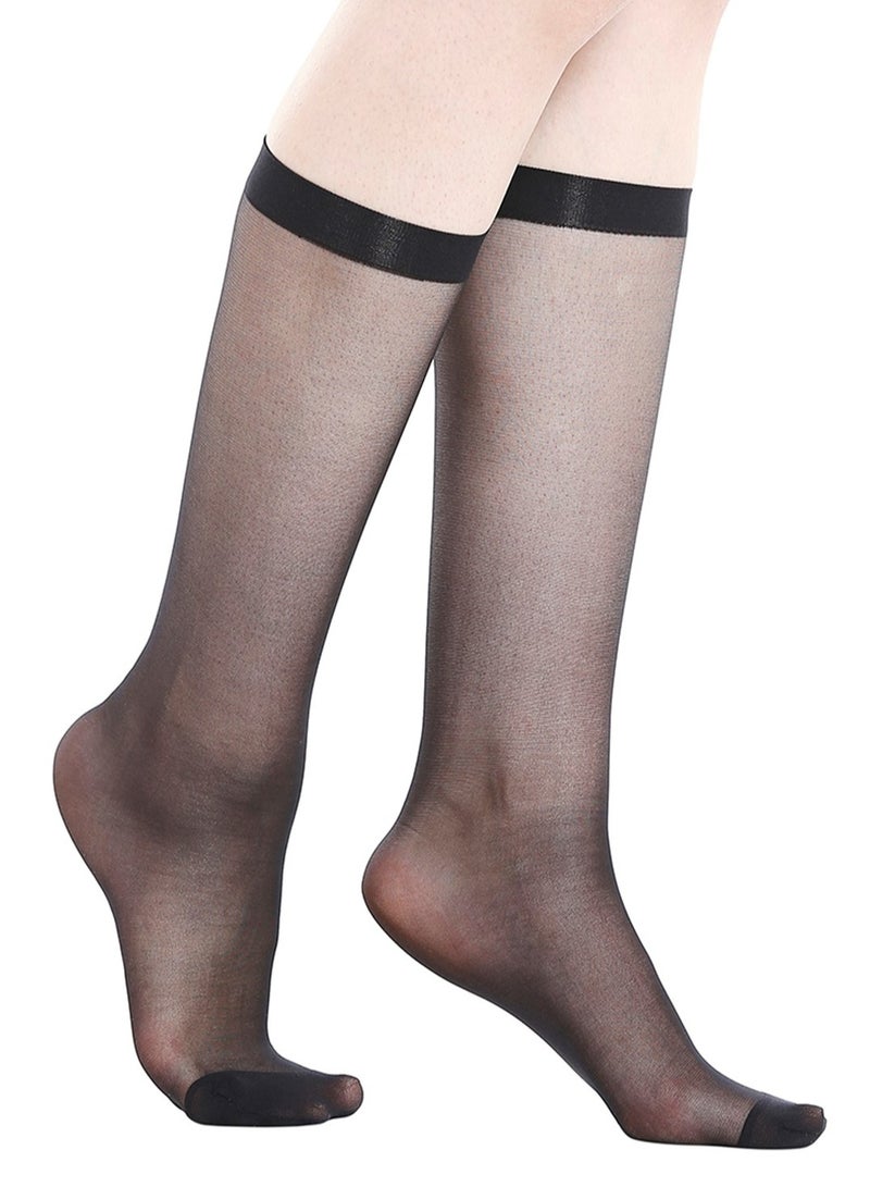 BYC WOMEN'S KNEE HIGH STOCKING (PACK OF 3) - FREE SIZE - BLACK  - Image 2