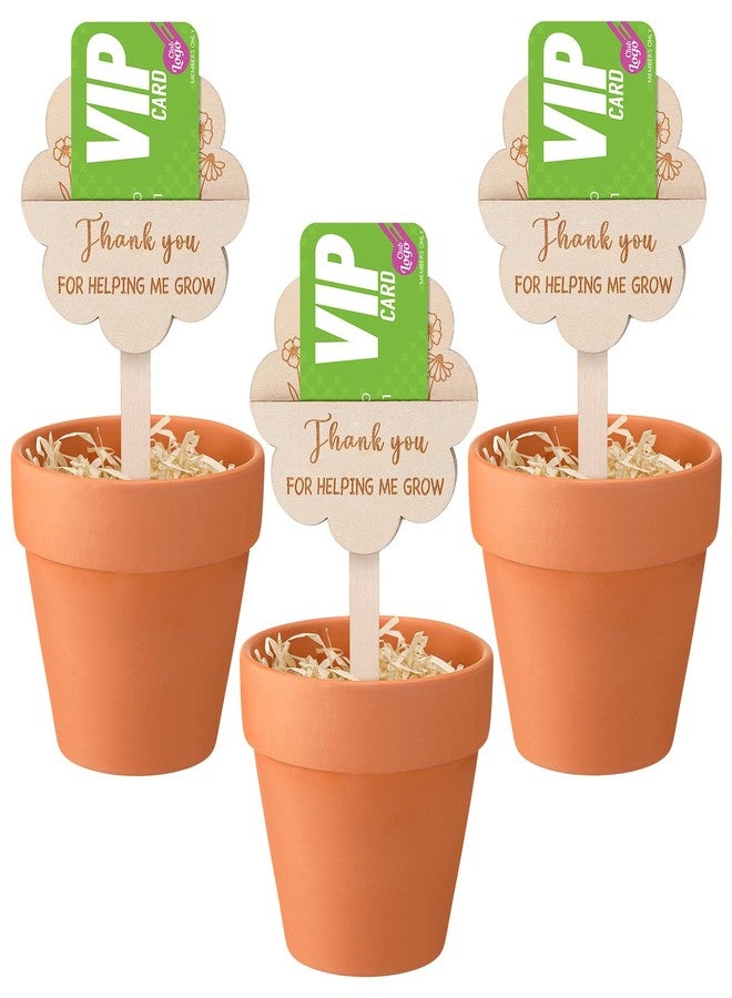 Resurhang Graduation Gifts for Teacher, 3 Pack Gift Card Bouquet, 4.7 Inch Terracotta Pots with Thank You for Helping Me Grow Card and Plant Tags for Teacher Graduation End of Year - Image 1