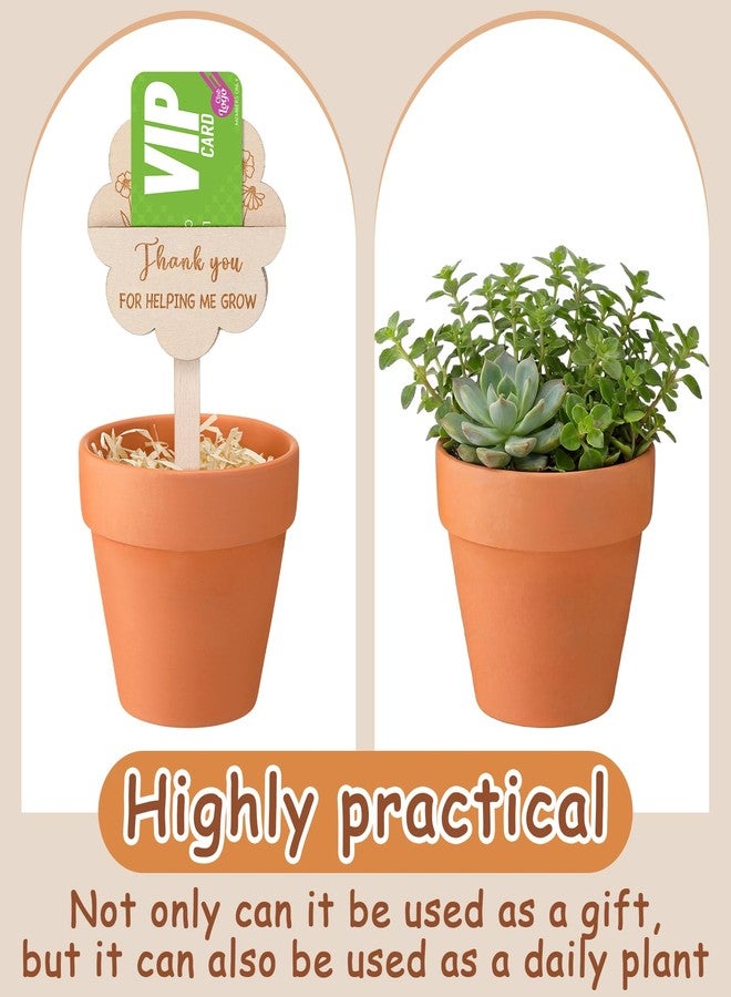 Resurhang Graduation Gifts for Teacher, 3 Pack Gift Card Bouquet, 4.7 Inch Terracotta Pots with Thank You for Helping Me Grow Card and Plant Tags for Teacher Graduation End of Year - Image 4