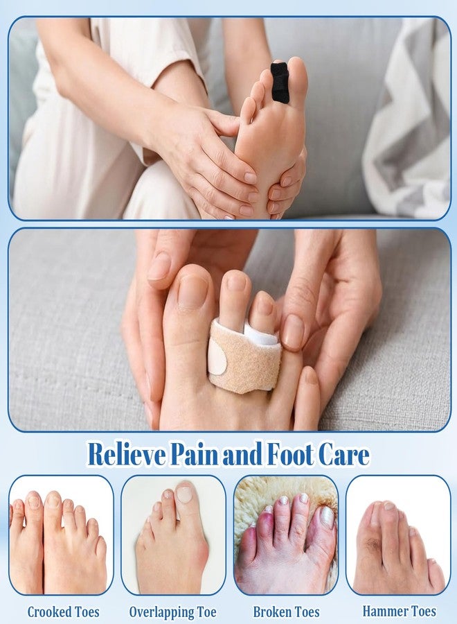KFHENSOMR 4Pcs Fabric Hammer Toe Corrector Reusable Fabric Buddy Toe Wraps Straighteners for Bent Toes, Curled Toes, Crooked Toes, Broken Toes - Pain Relief and Support (Beige Black) - Image 4